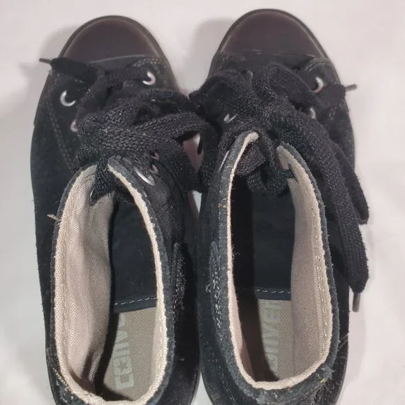 Womens Black Suede Mid Ankle Converse Size 6.5 - Picture 4 of 8